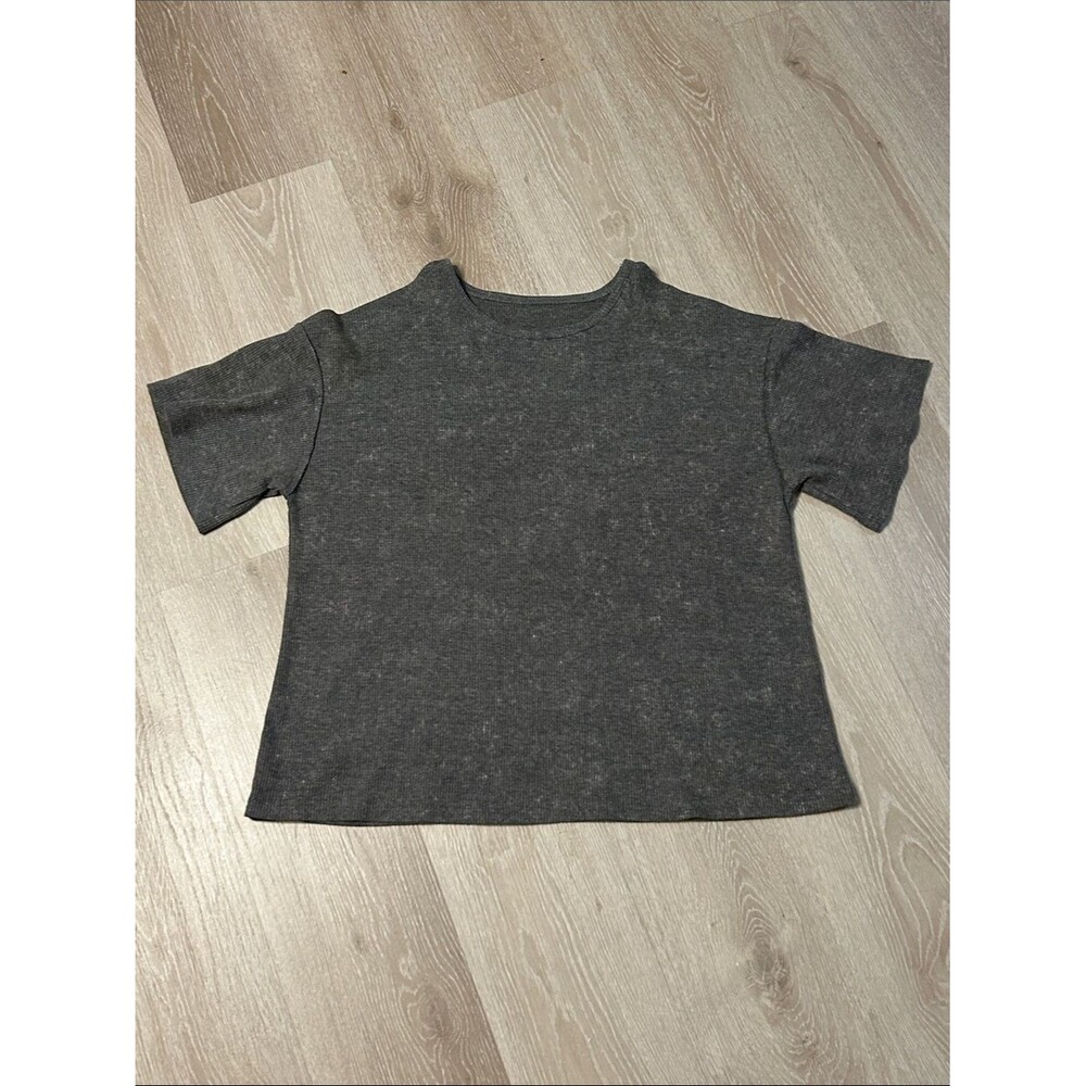 Amazon Textured Charcoal Grey Short Sleeve Boxy Tee Sz Medium